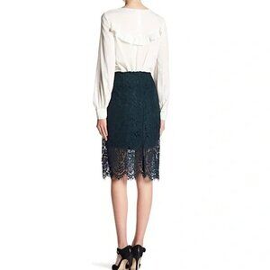 Black Laced Pencil Midi Skirt